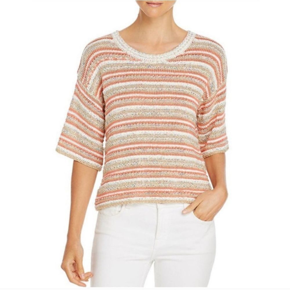 La Vie By Rebecca Taylor Knitted Multicolor Gold Metallic Shirt Size Small